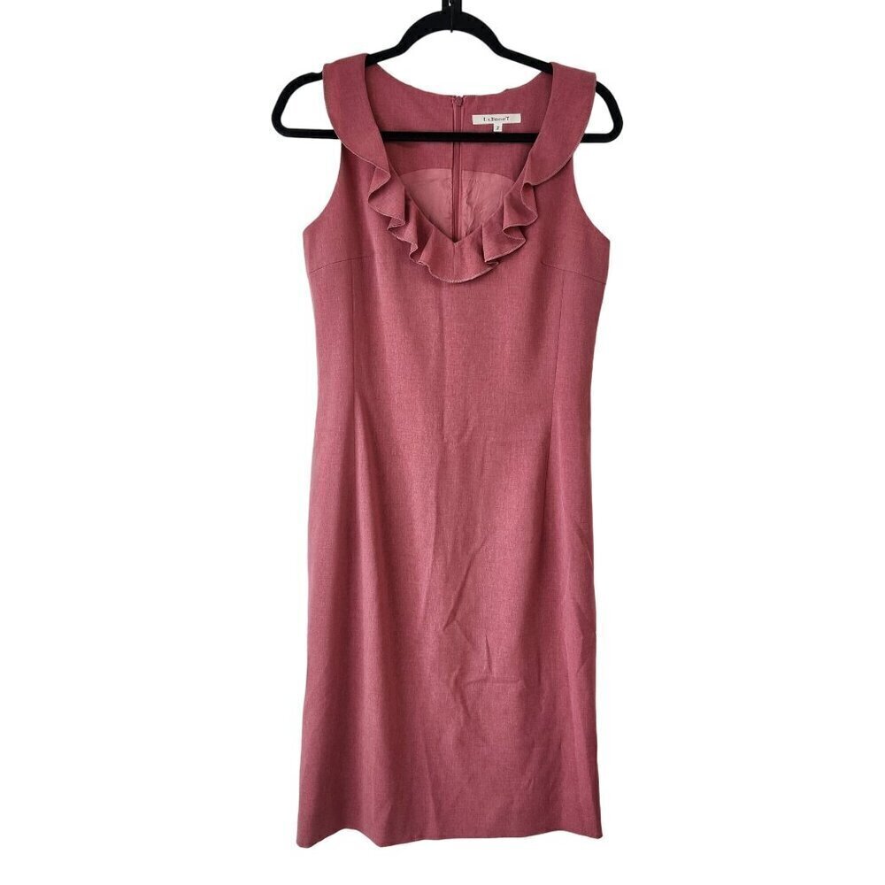 L.K. Bennett Pink Fitted Pencil Sheath Dress Career Professional Sleeveless 2